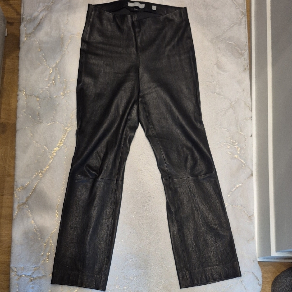Vince Black 100% Lamb Leather Pants Straight-Leg Classic